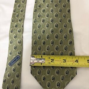 Coach 100% Silk Men's Tie Green Paisley Handmade Designer